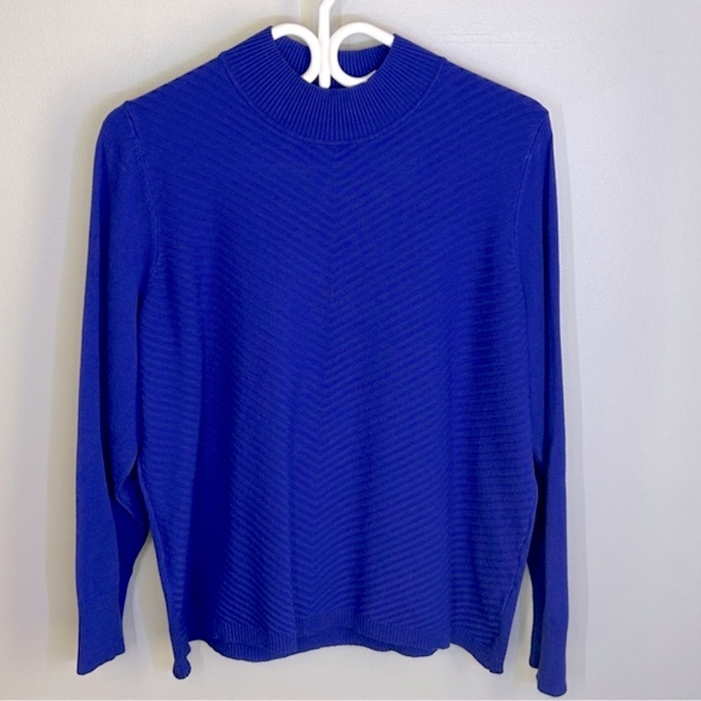 TanJay Textured Mockneck Chevron Long Sleeve Sweater Womens Size L Petite